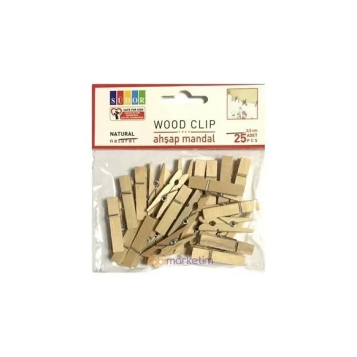SÜDOR AHŞAP MANDAL BÜYÜK 3,5CM NATUREL 20Lİ