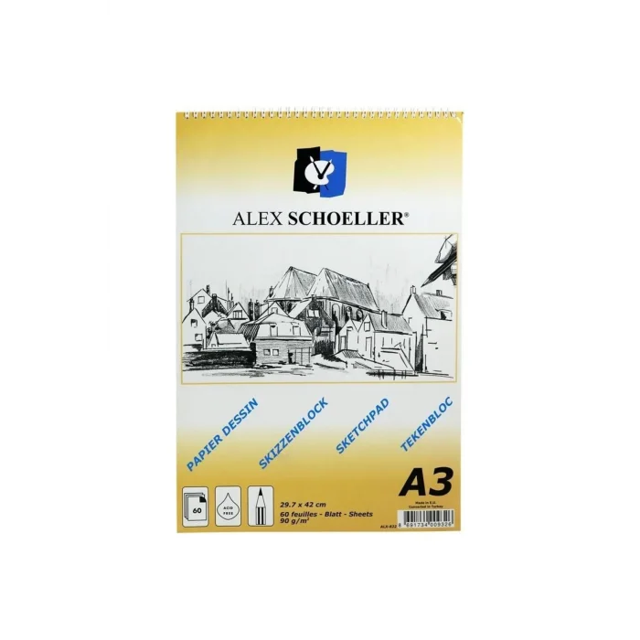 Alex A3 Spiralli Eskiz Blok 90Gr 60 Yp.
