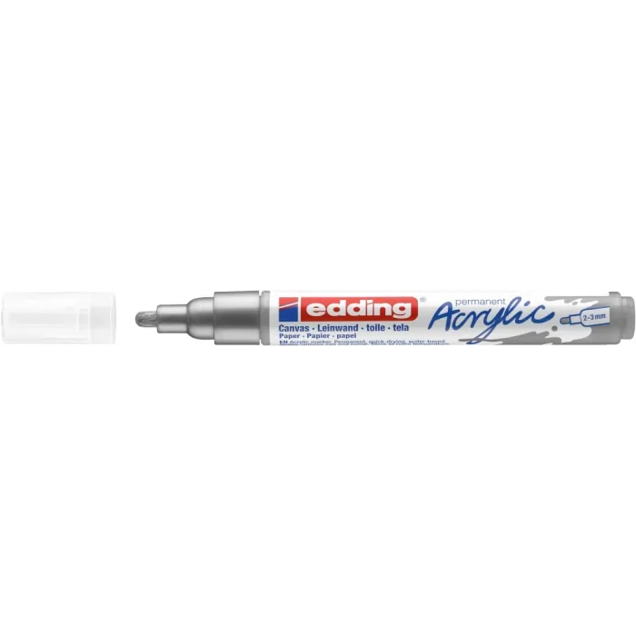 Edding 5100 akrilik markör orta - gümüş - 1 su geçirmez akrilik markör - yuvarlak uçlu 2-3 mm