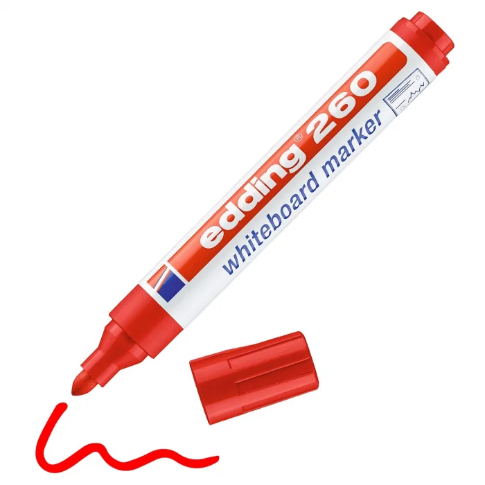 Edding 260 beyaz yazı tahtası kalemi - kırmızı - 1 kalem - yuvarlak uç 1,5-3 mm