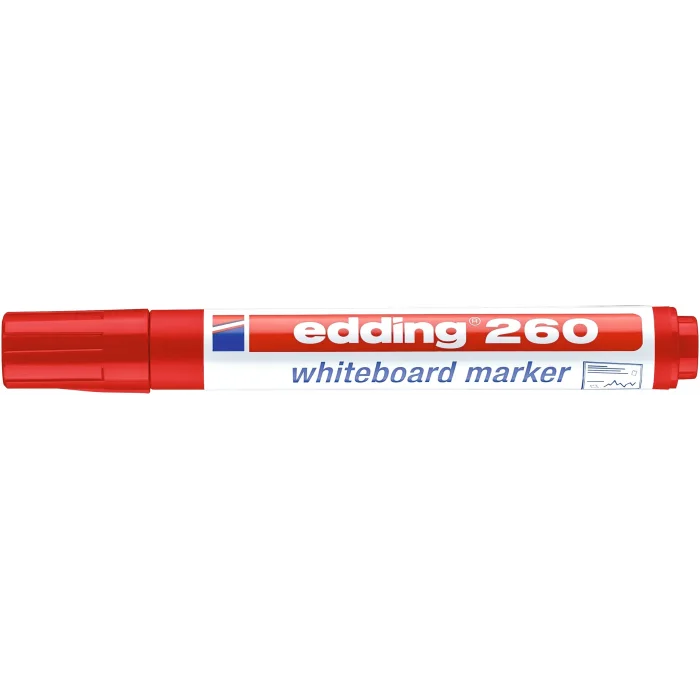 Edding 260 beyaz yazı tahtası kalemi - kırmızı - 1 kalem - yuvarlak uç 1,5-3 mm