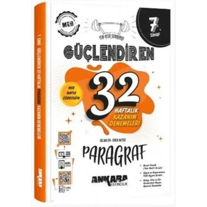 7. Sınıf Paragraf Güçlendiren 32 Haftalık Kazanım Denemeleri Ankara Yayıncılık