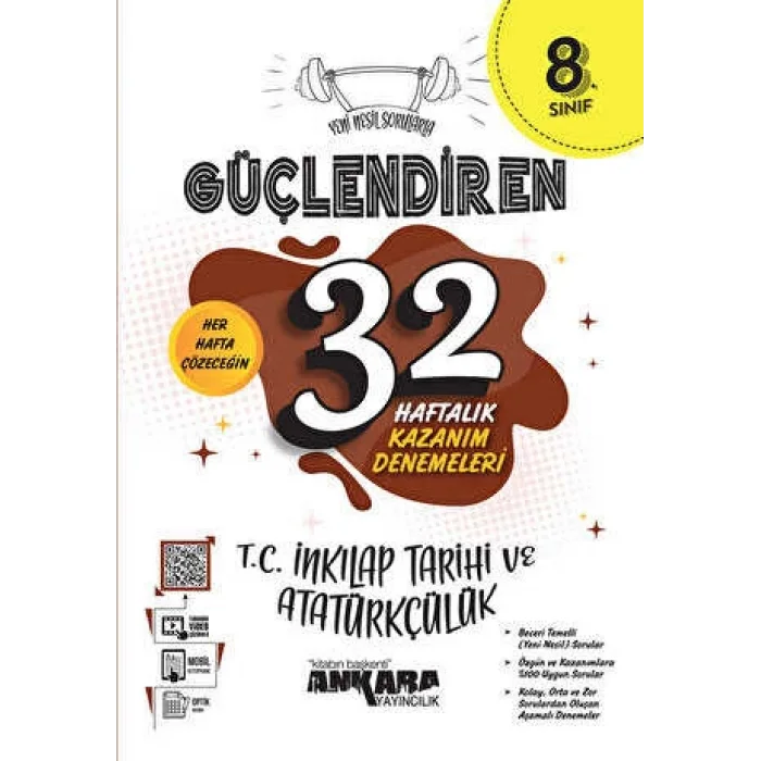 8. Sınıf Güçlendiren 32 Haftalık T.C İnkılap Tarihi Ve Atatürkçülük Kazanım Denemeleri