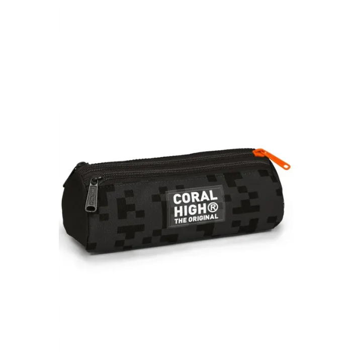 Coral High Kids Siyah Blok Desenli Üç Bölmeli Kalem Çantası 11194