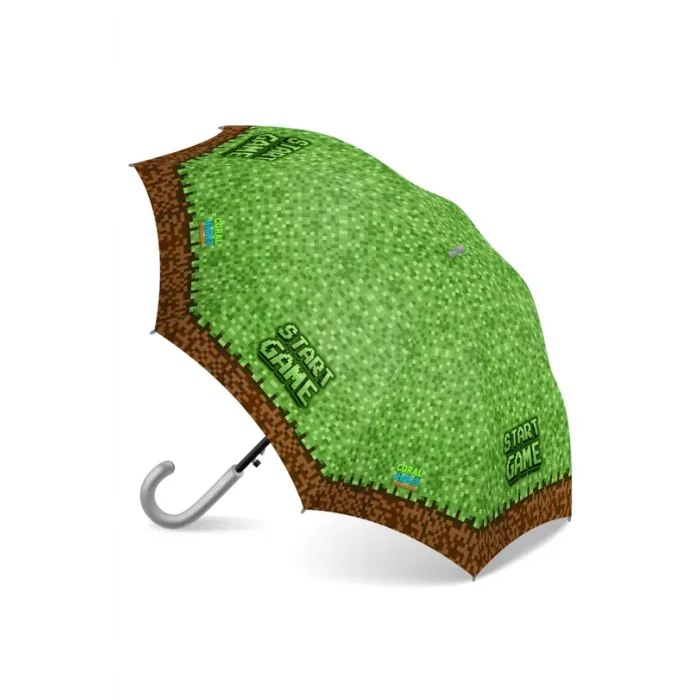 Coral High Kids Yeşil Kahverengi High Craft Desenli Çocuk Şemsiyesi 12676