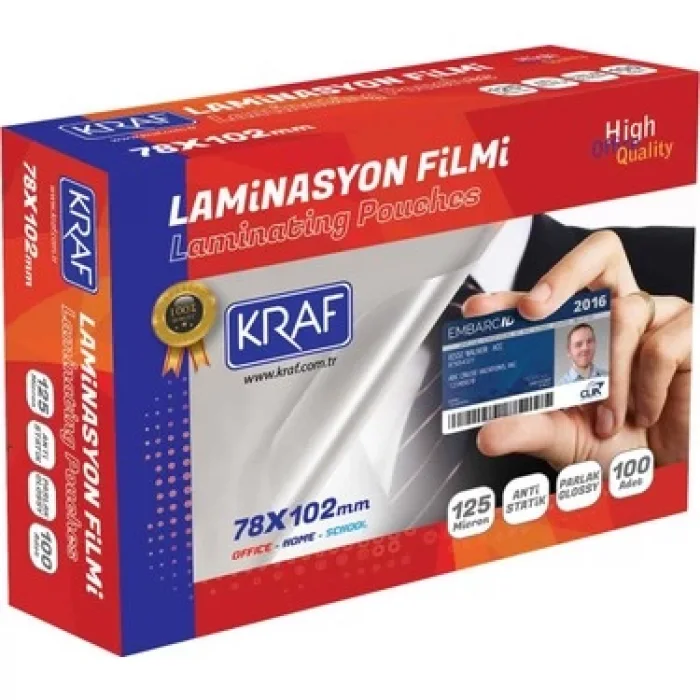 KRAF LAMİNASYON FİLMİ 78x102MM 125 Mic. 100 LÜ 2127