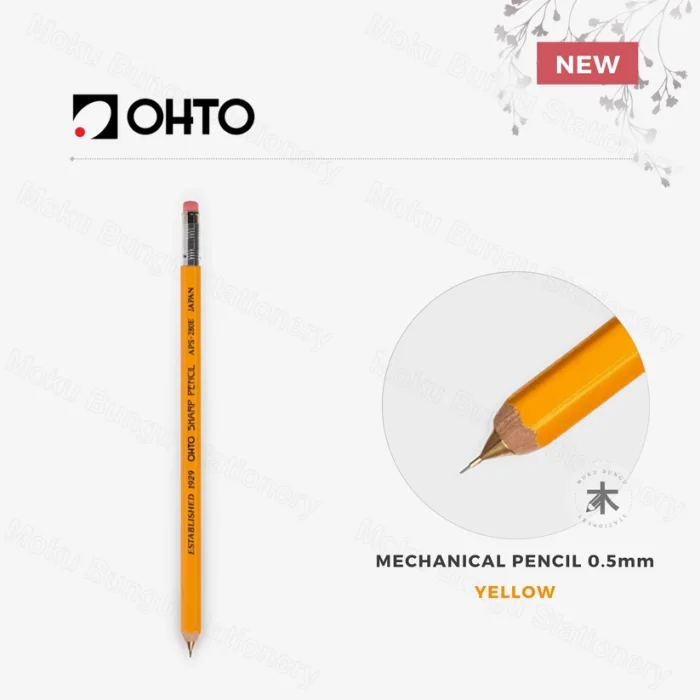 OHTO Mechanical Pencil Wood Sharp 0.5mm Yellow Body Aps-280e