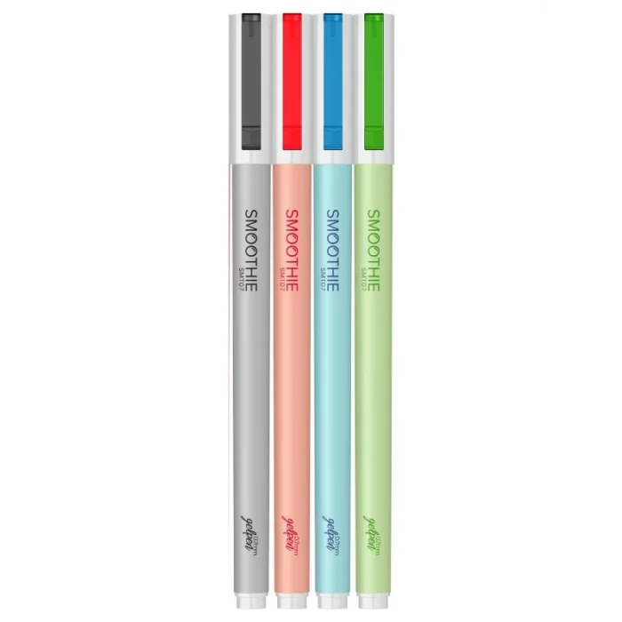 Scrikss Smoothie 4`lü Siyah-Mavi-Kırmızı-Yeşil Jel Kalem Seti - Orjinal Blister Kutulu