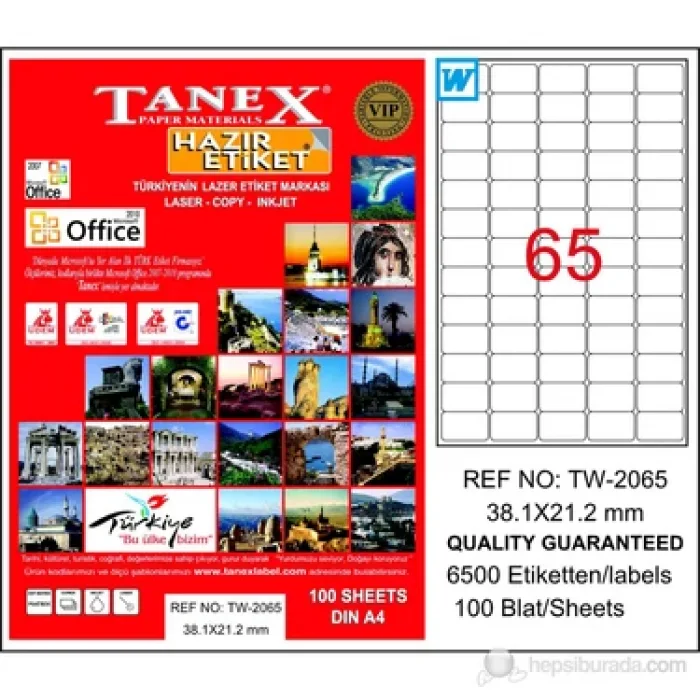 Tanex Lazer Etiket Tw-2065 38.1*21.2 Mm Şeffaf 25Li