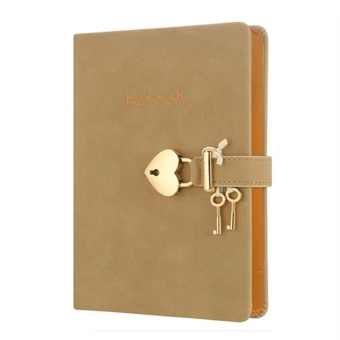 VJ HATIRA DEFTERİ 13x18 HUSH HUSH KİLİTLİ 160 YP ÇİZGİLİ PASTEL BEJ 3303