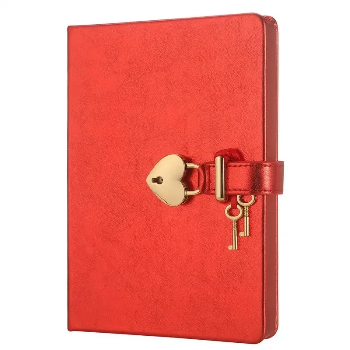 VJ HATIRA DEFTERİ 13x18 HUSH HUSH KİLİTLİ METALİK KAPAK KUTULU 160 YP DÜZ KIRMIZI 4403