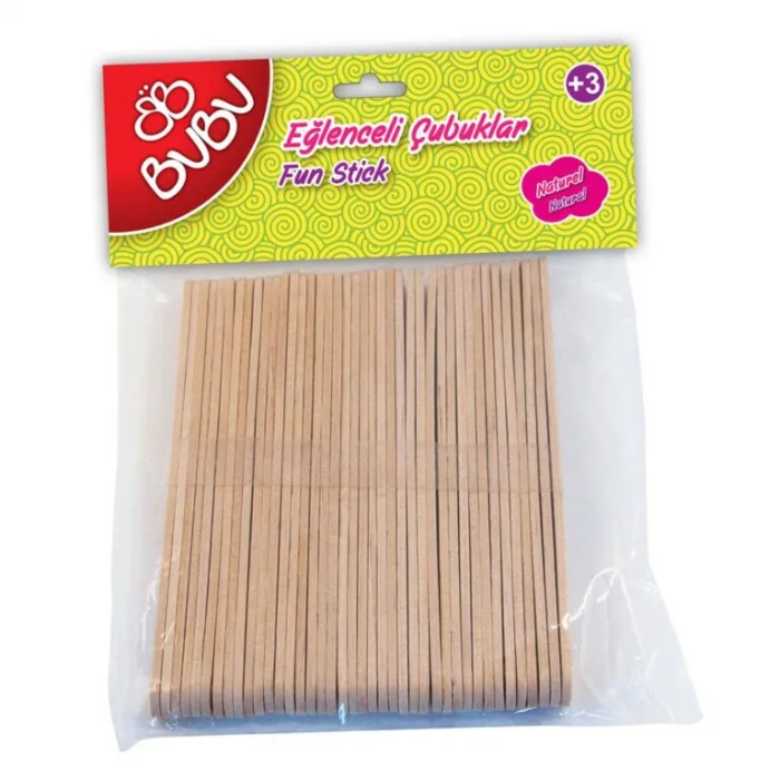 BU-BU EĞLENCELİ ÇUBUKLAR NATUREL 11,5x1CM 40LI
