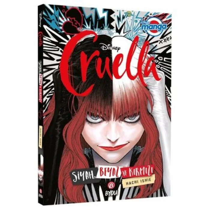 Dısney Manga Cruella Siyah Beyaz ve Kırmızı