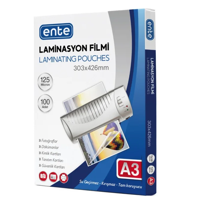 ENTE LAMİNASYON FİLMİ A3 100LÜ