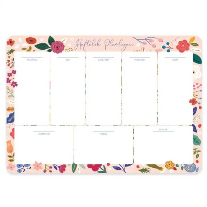 KESKİN HAFTALIK PLANNER BLOK PEMBE ÇİÇEK