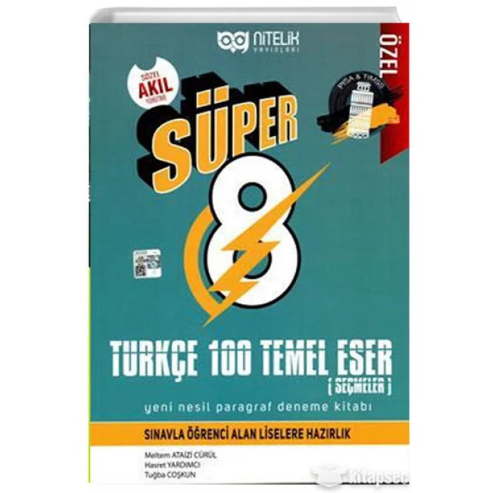 NİTELİK 8.SINIF YENİ NESİL SÜPER TÜRKÇE 100 TEMEL ESER PARAGRAF DENEME KİTABI