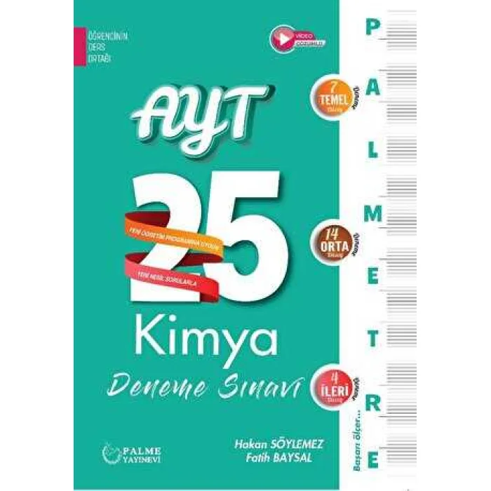 PALME YKS AYT KİMYA 25 DENEME SINAVI PALMETRE SERİSİ *YENİ*
