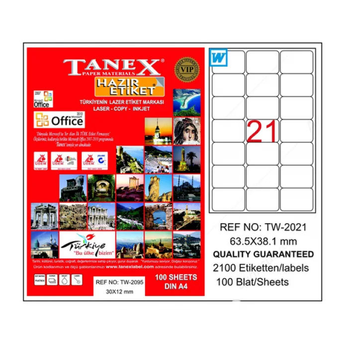 TANEX 63x38mm LASER ETİKET TW-2021