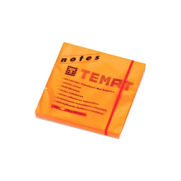 TEMAT 5654-35 75X75 YAPIŞKANLI NOT KAĞIDI FOSFORLU TURUNCU