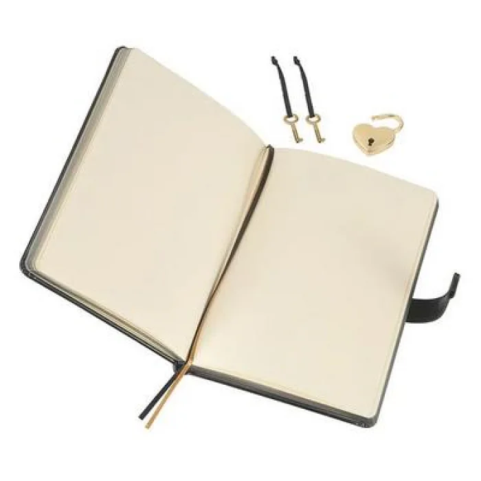 VJ HATIRA DEFTERİ 13x18 HUSH HUSH KİLİTLİ METALİK KAPAK KUTULU 160 YP DÜZ SİYAH 4404