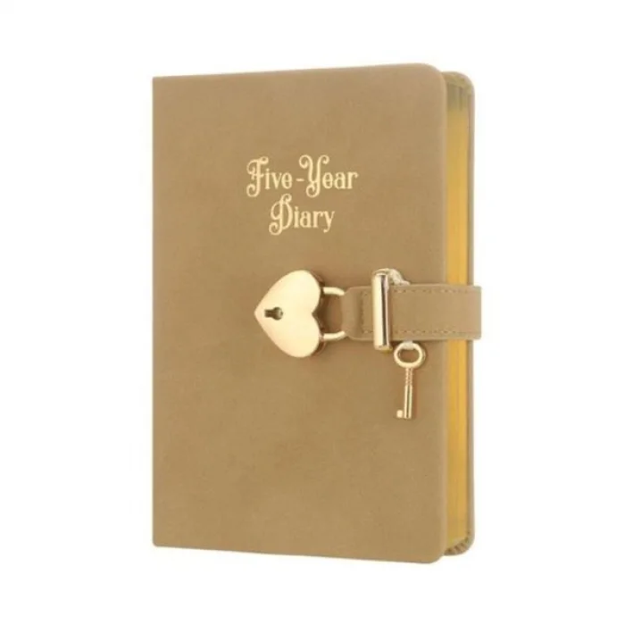 VJ VİCTORİAS JOURNALS 5 YILLIK TARİHSİZ AJANDA KİLİTLİ BEJ 5522