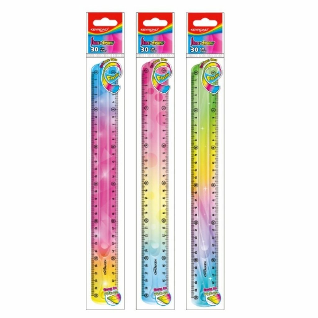 Regla Flexible KEYROAD 30 Cm Soft Grip | Con Recubrimiento De Goma Y Escala Marcada