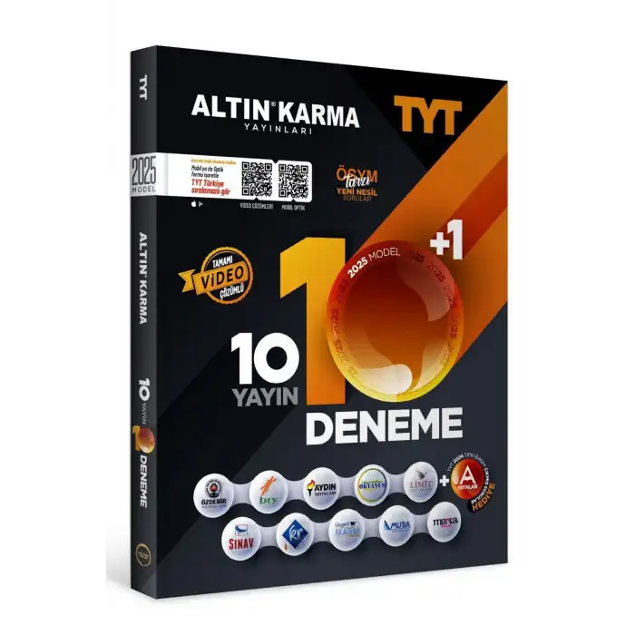 2025 Model TYT 10 Farklı Yayın 10 Farklı Deneme + Son 1 Yıl Çıkmış Sorular Hediye Altın Karma