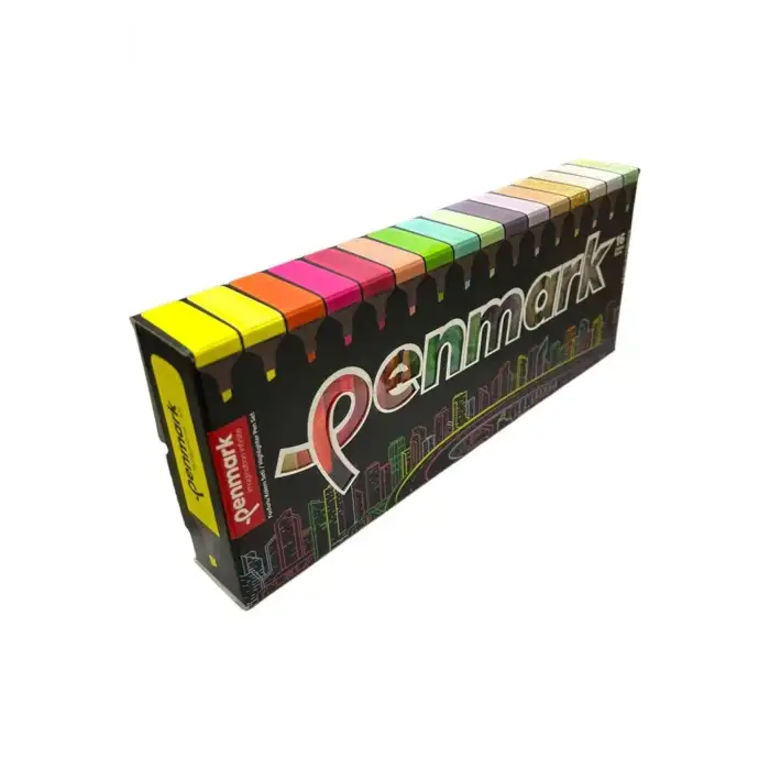 PENMARK HS-505-16S 4 NEON+4 PASTEL +4 TROPİK+4 SİMLİ 16 LI FOSFORLU KALEM SETİ SÜPER KUTU