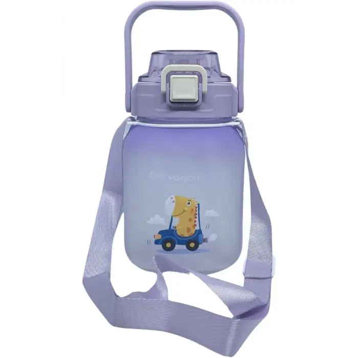 Vagonlife VGN2275-T Mor 1100ML Çocuk Pipetli/Pipetsiz Kullanım Su Matarası -Askılı