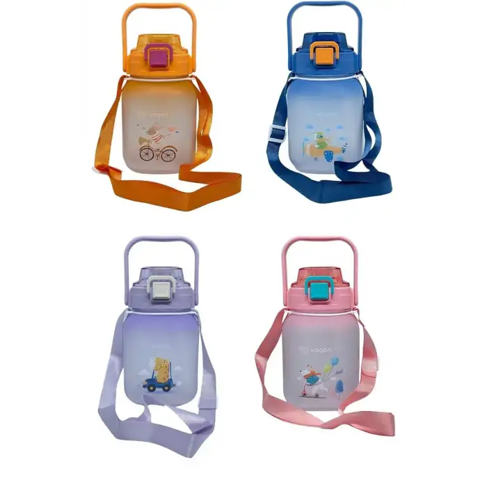 Vagonlife VGN2275-T Pembe 1100ML Çocuk Pipetli/Pipetsiz Kullanım Su Matarası -Askılı