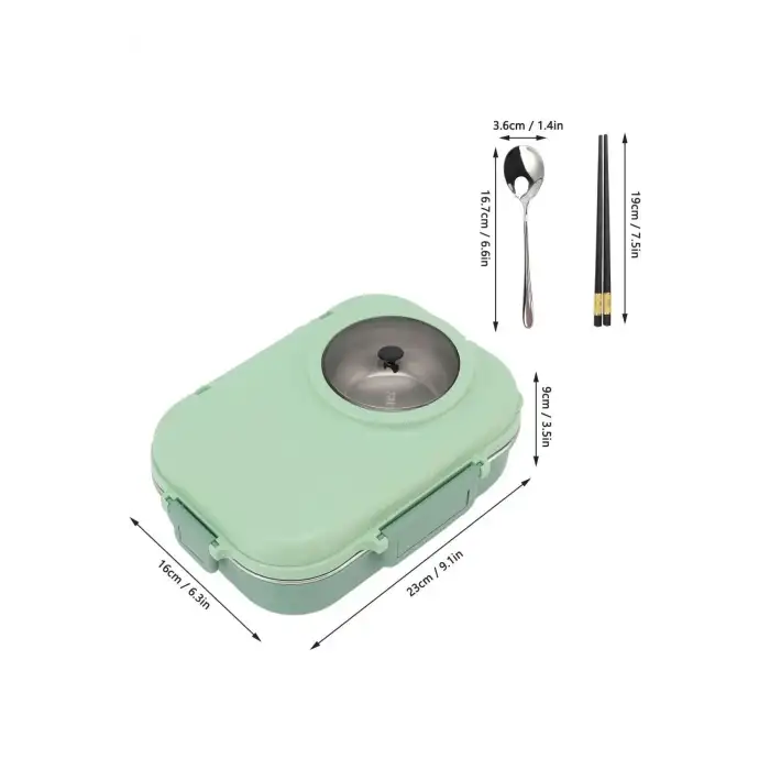 VAGONLİFE PASLANMAZ ÇELİK BÖLMELİ YEMEK KABI - LUNCH BOX BL70010 900 ML YEŞİL