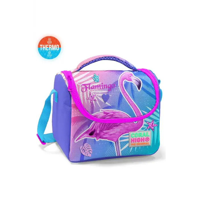 CORAL HIGH KIDS LAVANTA PEMBE FLAMINGO DESENLİ THERMO BESLENME ÇANTASI 11705