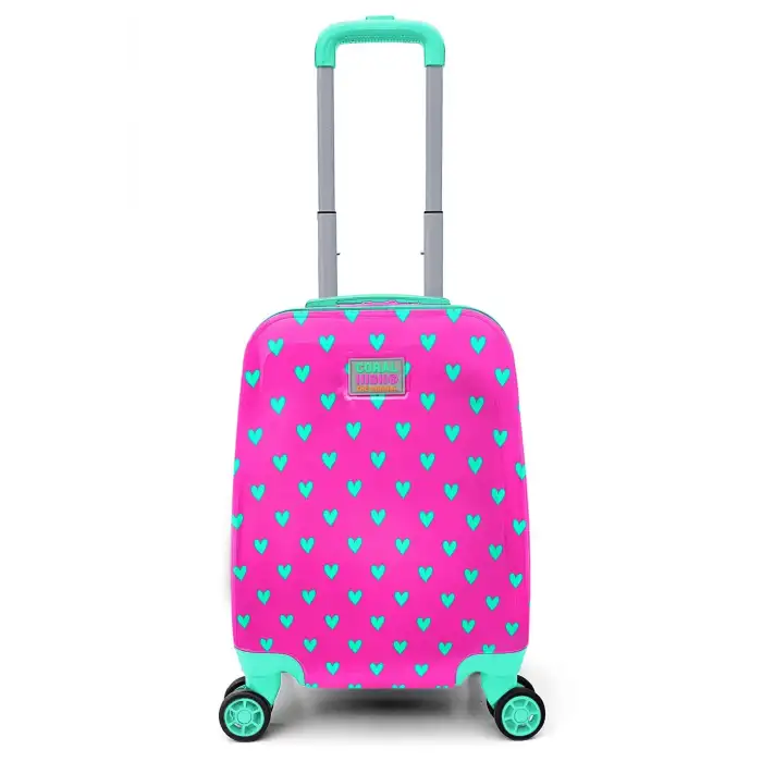 Yaygan Coral Hıgh Mini Su Yeşili Kalp Desenli Çekçekli Valiz 16715
