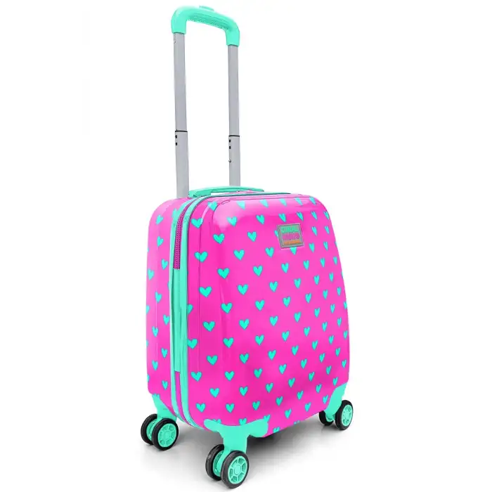 Yaygan Coral Hıgh Mini Su Yeşili Kalp Desenli Çekçekli Valiz 16715