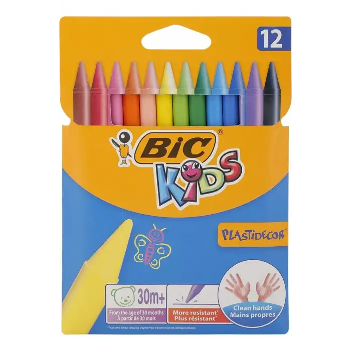 BİC PLASTIDECOR SİLİNEBİLİR  PASTEL BOYA 12Lİ
