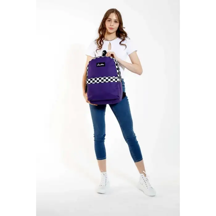 KAUKKO BASIC COLORS SIRT ÇANTASI (MOR CHECK)