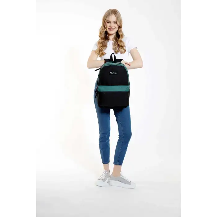 KAUKKO BASIC COLORS SIRT ÇANTASI (SİYAH-PETROL)