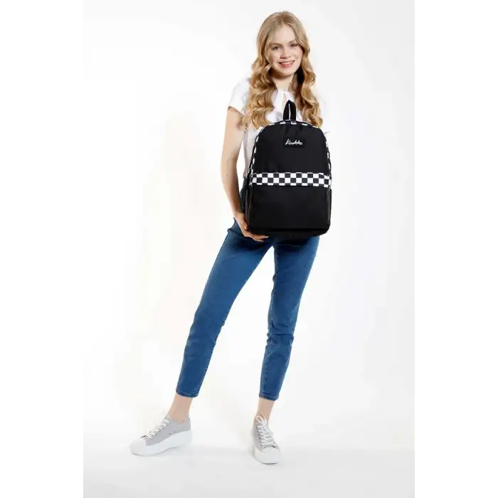 KAUKKO BASIC COLORS SIRT ÇANTASI SİYAH CHECK