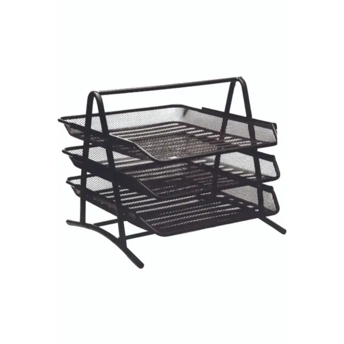 KRAF PERFORE EVRAK RAFI METAL 3 KATLI 460G SİYAH YENİ