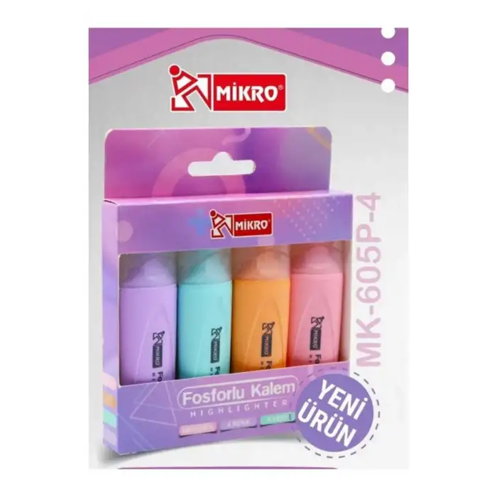 MİKRO FOSFORLU KALEM PASTEL4 RENK (MK-605P-4)