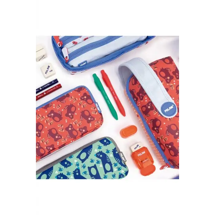 MILAN KALEM ÇANTASI 081364NLP NET&LIT PEMBE 3 CEPLİ SETLİ