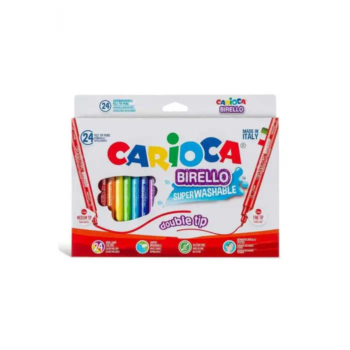 CARIOCA KEÇELİ BOYA KALEMİ BIRELLO SÜPER YIKANABİLİR ÇİFT TARAFLI 24 LÜ
