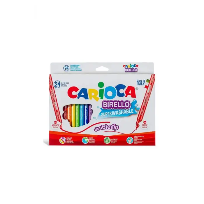 CARIOCA KEÇELİ BOYA KALEMİ BIRELLO SÜPER YIKANABİLİR ÇİFT TARAFLI 24 LÜ