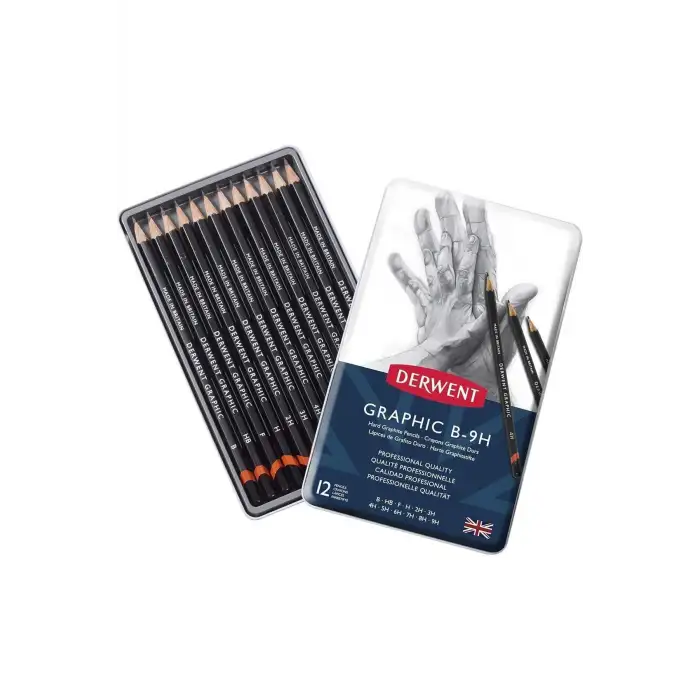 DERWENT GRAFİK DERECELİ KALEM HARD 12Lİ TENEKE KT