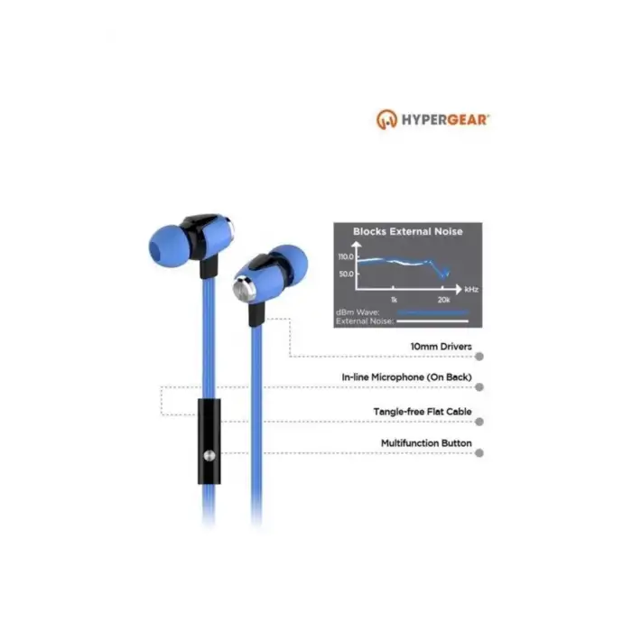 HYPERGEAR 13452 KULAK İÇİ KABLOLU KULAKLIK 3,5MM MAVİ