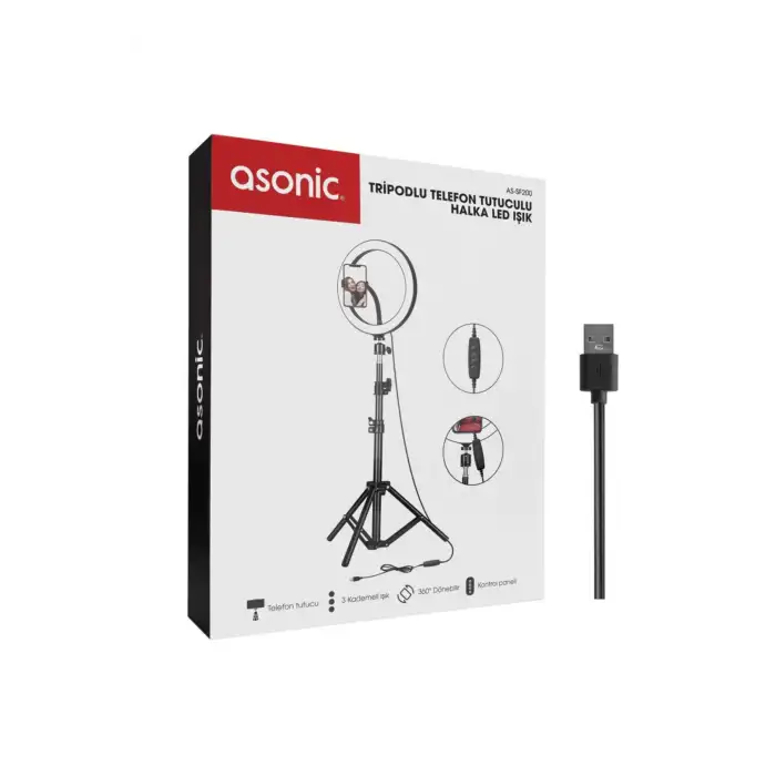 ASONİC AS-SF200 10 İNÇ 120 CM TRİPODLU TELEFON TTUCULU YOUTUBER