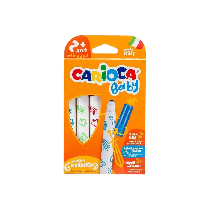 CARIOCA JUMBO BEBEK KEÇELİ BOYA KALEMİ 6 LI +2YAŞ