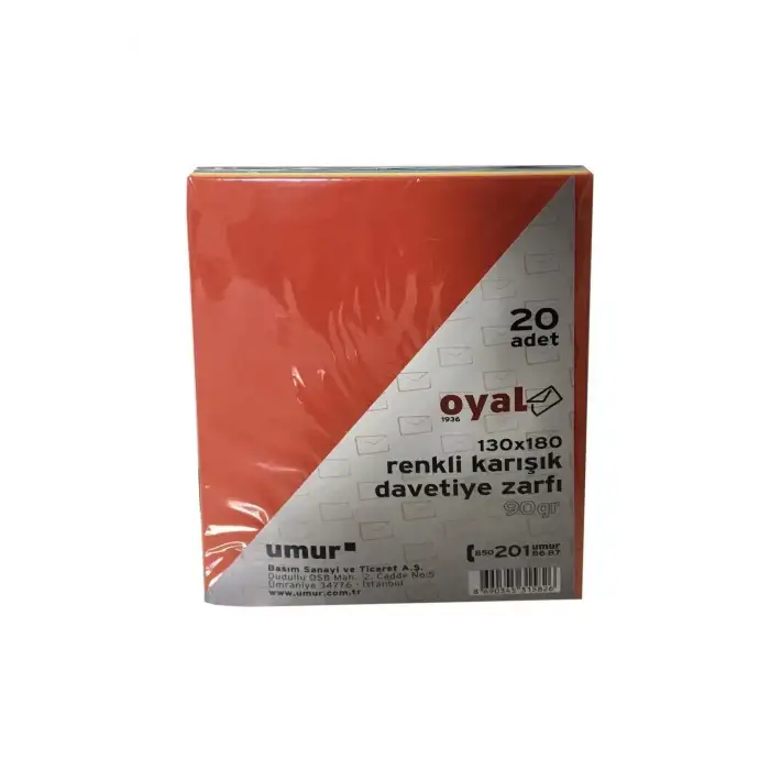 Oyal Zarf Davetiye 13X18 Renkli Karişik 90Gr 20Li 30015692