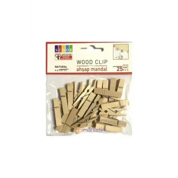 SÜDOR AHŞAP MANDAL BÜYÜK 3,5CM NATUREL 20Lİ