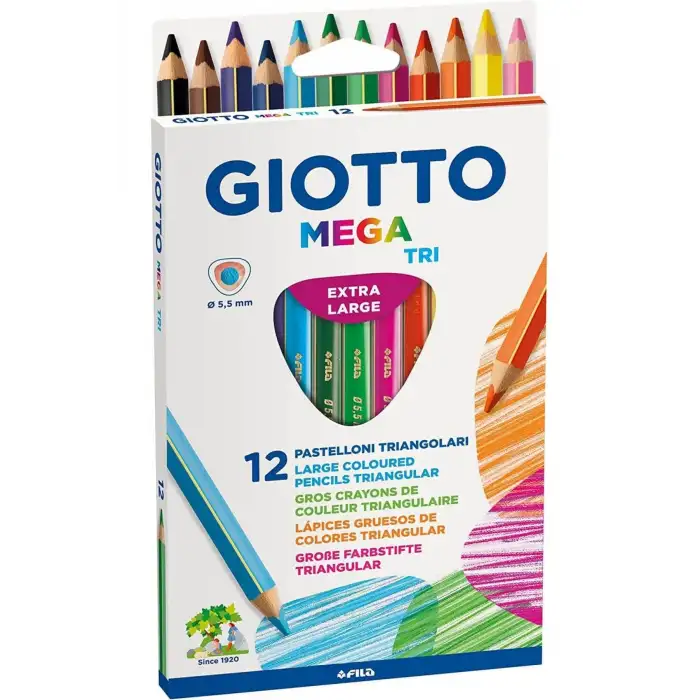 Giotto Mega Tri Askili 12Li Kuru Boya